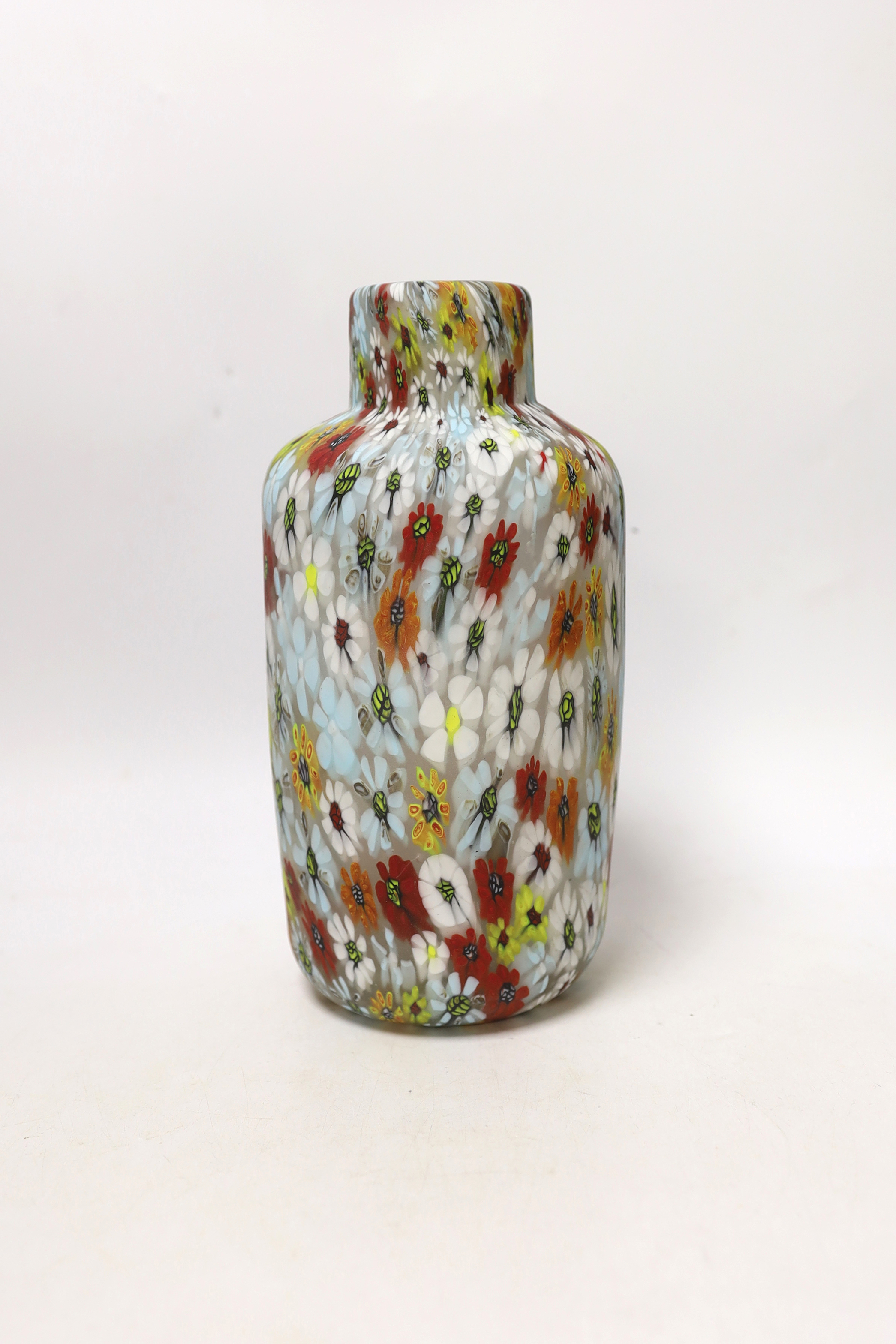 Vittorio Ferro (1932-2012) A Murano glass Murrine vase, with polychrome flower head decoration, unsigned, 25cm., Please note this lot attracts an additional import tax of 20% on the hammer price